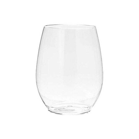 Smarty Had A Party 16 oz. Clear Elegant Stemless Disposable Plastic Wine Glasses (64 Glasses), 64PK 03716-CASE